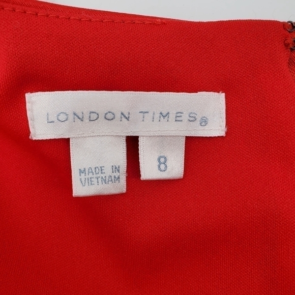 London Times Red Peplum Cocktail Dress - Picture 6 of 7